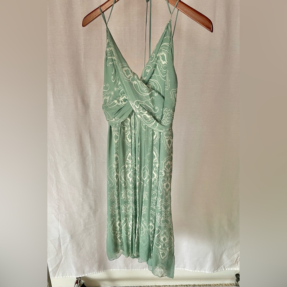 Elegant Silk Sea foam Green Sleeveless Dress